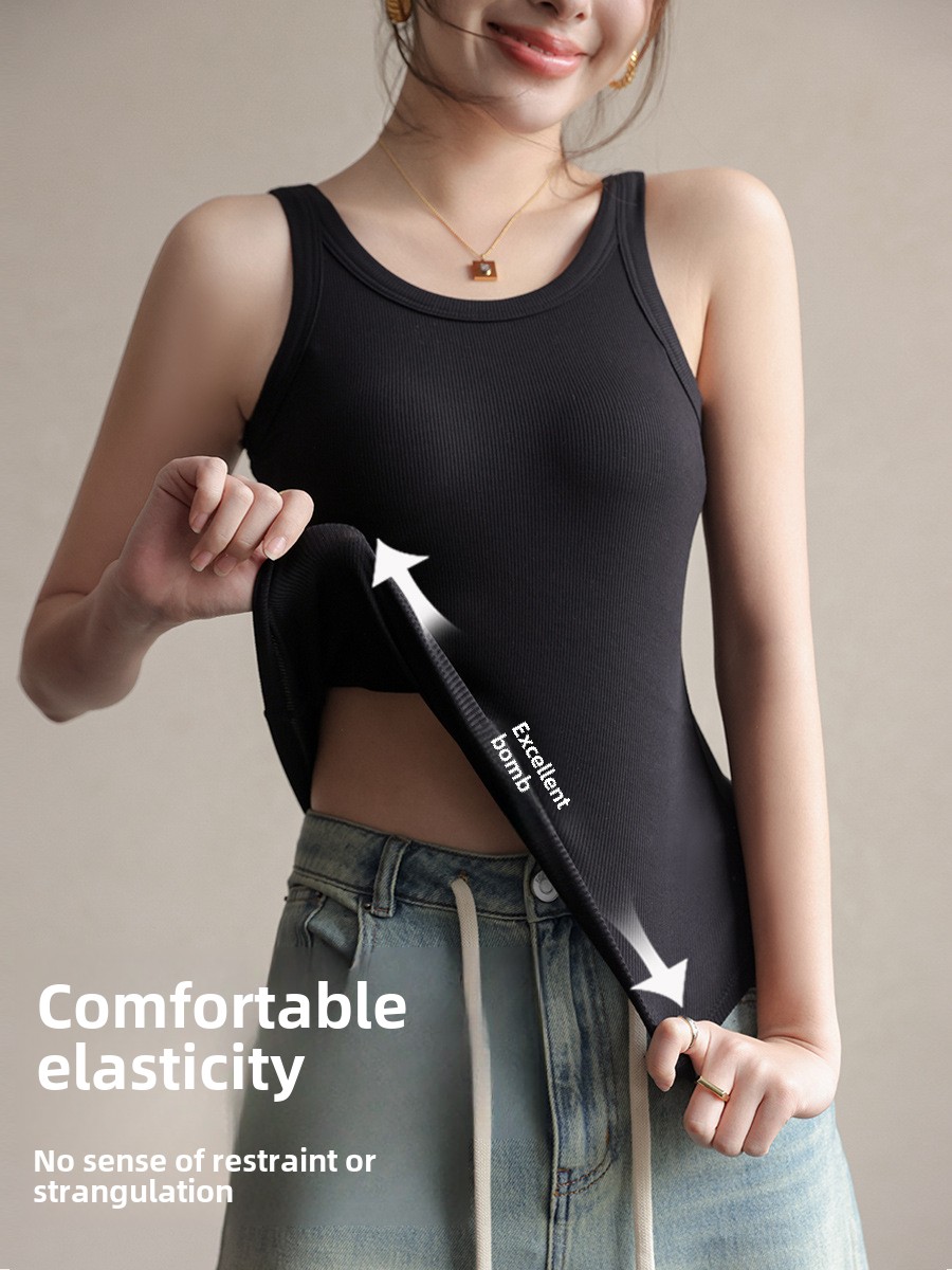 2025 Summer Women Strappy Tank - T Shirt Bra Seamless recension och pris
